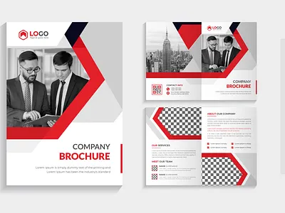 Company profile brochure template design with red color a4 bifold brochur branding brochure business creative flyer graphic design logo minimalist page print red color