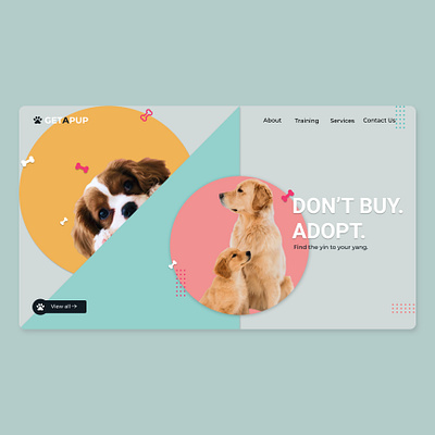 GetAPup - A Pup Shelter Hero Page! branding colorful design dogs figma hero landing shapes