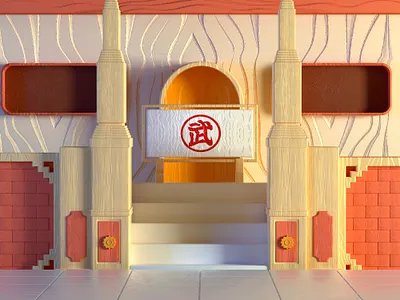 Dragon Ball | Martial Art Tournament 3d building cinema 4d dragon ball fight goku illustration martial art octane render tournament wood