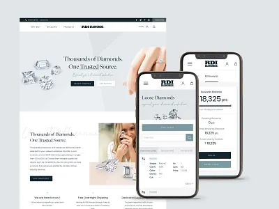 RDI Diamonds charlotte dashboard design diamond filtering jewelry product ui ux web website