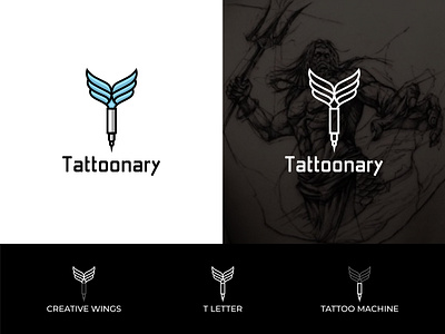 "Tattoonary" a tattoo artist logo design 3d app icon logo branding gradient logo line art line work logo logo design logo maker minimal logo minimalist logo modern minimalist logo new logo tattoo artist logo tattoo gun tattoo machine logo ui