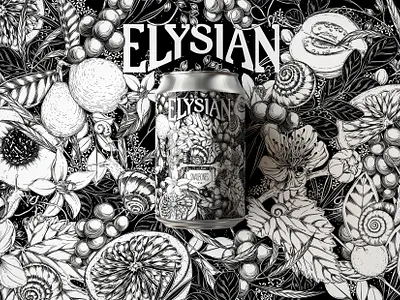 Elysian XXV Snailbones IPA by Maggie Enterrios beer beverage botanical design floral illustration label label art packaging pattern surface design