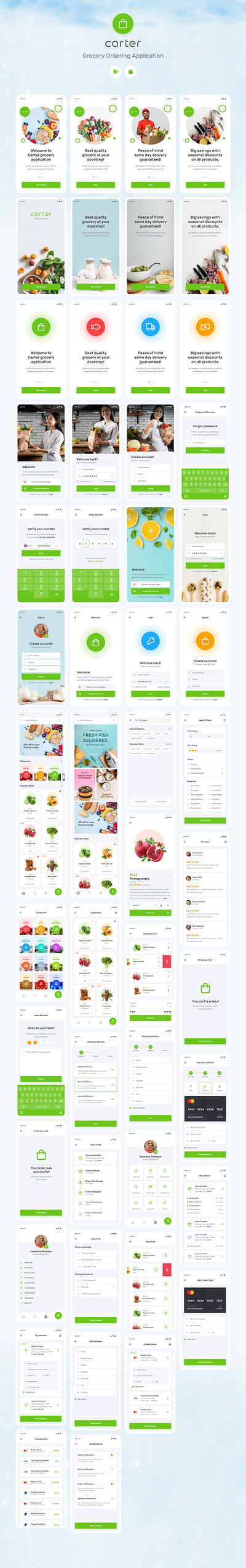 Grocery Application PSD Mobile UI Kit adobe xd app app design design figma mobile app ui ui design