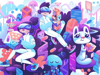 AI Research abstract cartoon character concept design illustration vector zutto