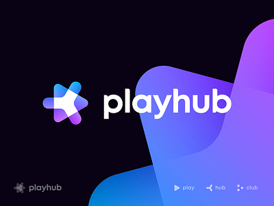 Playhub Logo Concept ar branding community connection for sale gamer gaming gradient hub icon identity logo mark play player premade server tech unused video logo