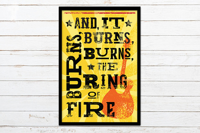 Ring of Fire gig poster graphic design hatch print illustration johnny cash letterpress music poster poster design print design ring of fire song lyrics typographic design typography wood type