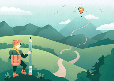 A Designer's Journey designer hiking illustration journey navigating texture