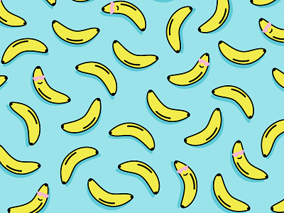 Banana Benders banana black blue illustration mural painting yellow