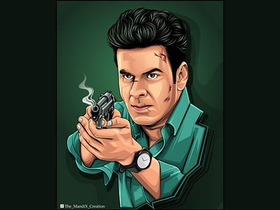manoj bajpai cartoon cartoonportrait graphicdesign mandix mandixcreation manojbajpai manojbajpayee portrait srikanttivari thefamilyman vectorart vectorillustration vectorportrait