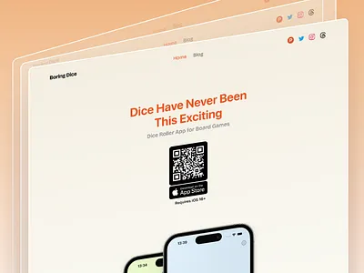 Boring Dice – Landing Page 3d app content dice game ios landing landing page mobile saas
