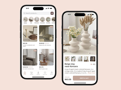 App for buying furniture and interior deco app for mobile desing online store ui ux uxui