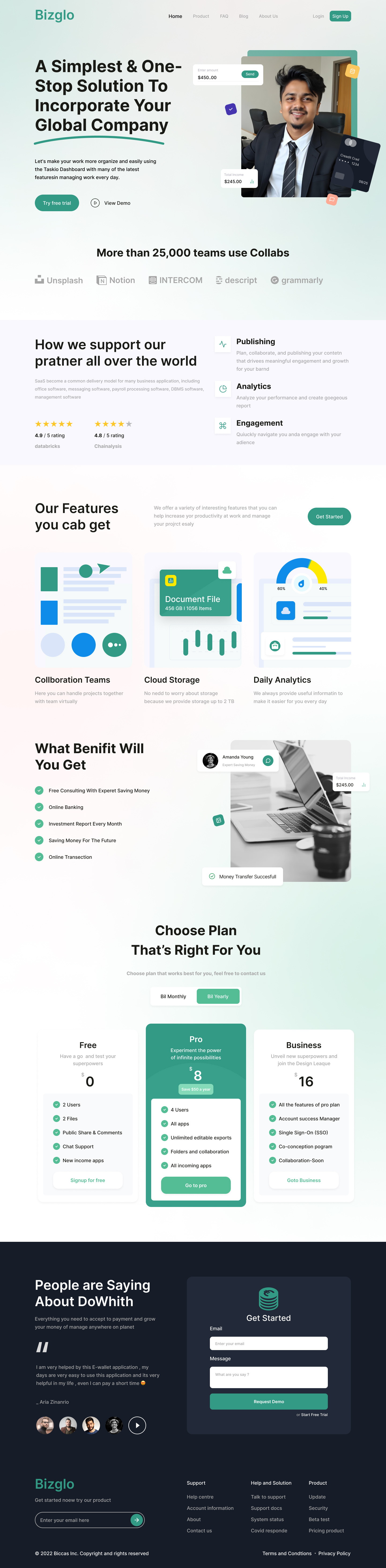Example of Saa S Landing Page UI/UX Design