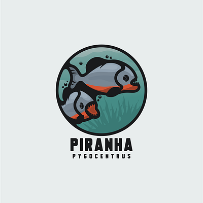 piranha animation branding design fish flat illustration logo piranha typography ui ux vector