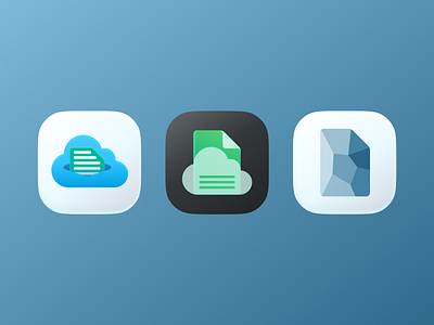 Opua Docs icon options! app big sur brand brand identity branding cloud data design doc document icon illustration ios logo logo design mark paper rock stone symbol