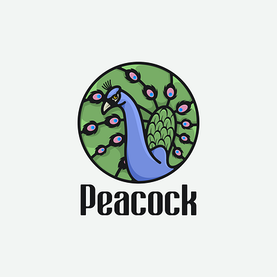 peacock animation bird branding design flat illustration logo peacock typography ui ux vector