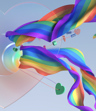 Happy pride month! 3d 3d art 3d artist 3dillustration beads c4d cgi cloth contemporary flag glass heart love mograph pride rainbow ribbons sovery summer wallpaper