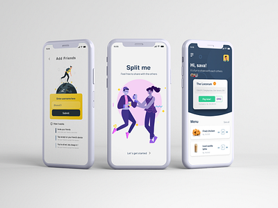 Split me mobile app app design illustration ux