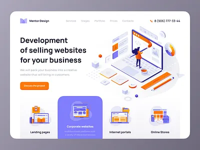 Mentor Design Agency Homepage agency agency website clean design front page header illustration homepage landing landing page minimal ui user interface web web design website