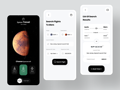 Ticket Booking mars app app booking branding clean clean ui daily ui design designer interface mars minimal mobile app mobile ui ticket typography uikit ux vector