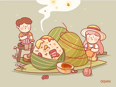 The Dragon Boat Festival illustration summer