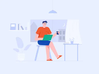 Sans Coffee Illustration animation character illustration clean coffee coffee illustration illustration illustrations living room man read reading reading illustration relax woman