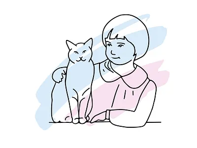 Child line drawing child logo children friendship girl with a cat graphic design hand drawing kids line drawing linedrawing logo merch motion graphics sketch vector