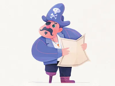 Pirate adventure character children flat game illustration job man map ocean people pirate sea treasure uran