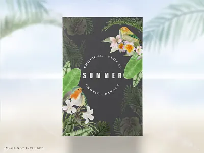 Tropical Floral Summer Banner botanical