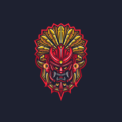 Red Oni Mask adobe illustrator branding coreldraw design esport gaming illustration japan logo ninja oni oni mask samurai sport streamer typography ui vector