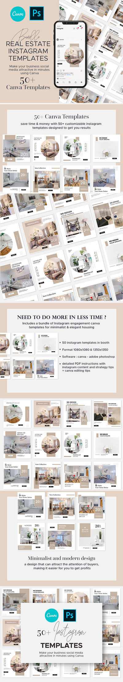 Interior Design Canva Template branding bundle canva design discount furniture instagram instagram stories interior minimalist modern post promotion real estate shop social media social media post template web