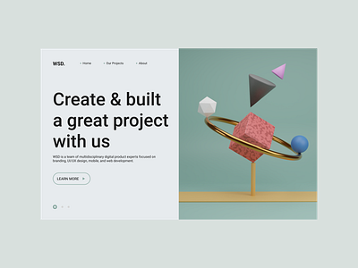 WSD landing page 3d design illustration landing page ui uiux vector webpage