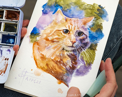 Cat portrait watercolor sketch art cat cat illustration cat painting cat portrait cute cute art cute illustration drawing illustration kitten kitty painting pet portrait sketch traditional art watercolor watercolor art watercolor painting