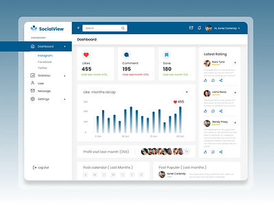 Dashboard - Social media management branding dashboard design graphic design logo ui ux web