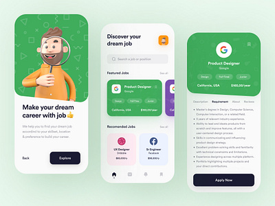 Job Finder App UI Design | Job Search | Job List app app design app designer career finder hiring job job application job board job finder job finder app job list job listing job portal job search job seeker mobile recruitment ui vacancy