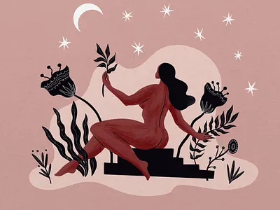Woman & Moonlight card graphic design illustration moonlight woman