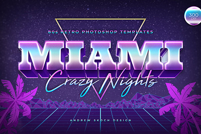 Miami - 80s Retro Text Effect 3d 3d text 80s design designposter graphic design light logo logo text miami mockup neon pals pink poster synthwave text text effect tittle typography