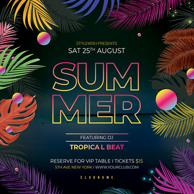 Summer Flyer beach club design download flyer flyer template graphic design graphicriver ibiza poster poster esign psd summer template