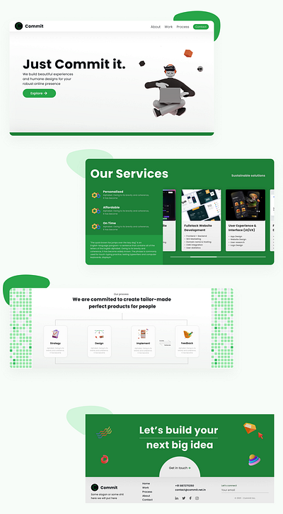 Commit Website Design branding landing page our services process web app web design