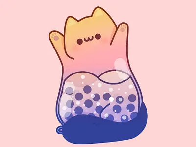 Surrender! animal boba branding cat cute design graphic happy illustration kawaii kid kitty logo meow minimal pet