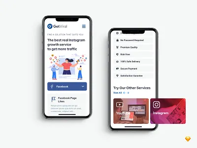 Get Viral - Exploring Services blue daily ui design digital agency digital marketing homepage inspiration interface landing page layout services social media social media marketing ui ux web design website