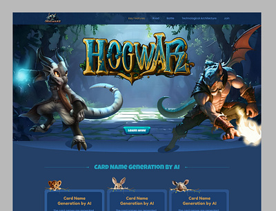NFT "Hogwarz" game landing page design 3d animation branding design game graphic design landing page design logo motion graphics ui uiux design web web design