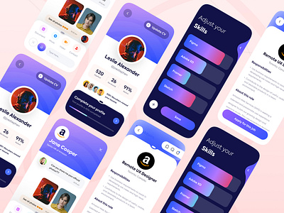 Jobbers | Find your dream job 3d animation branding chatapp dark mode design graphic design illustration job logo message motion graphics navbar onboarding profileui splash typography ui uiux vector