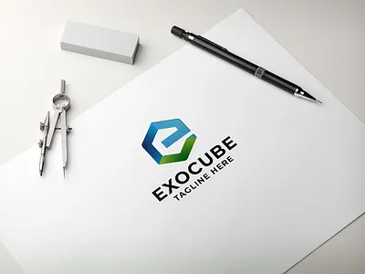Exo Cube Letter E Logo letter