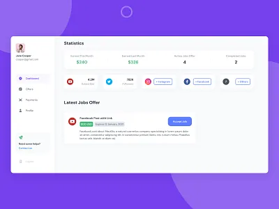 ILOMX - Influencer Hub Dashboard Page blue clean dashboard design influencer statistic ui website