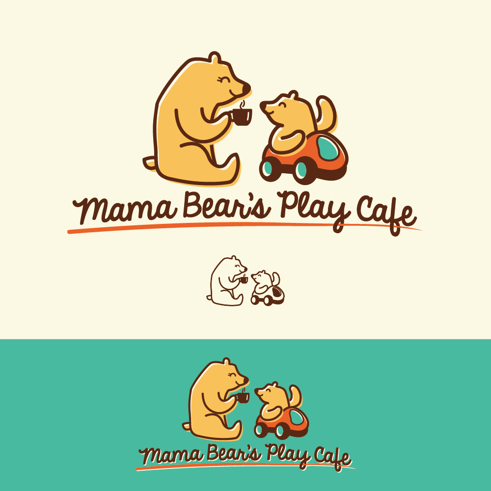 Mama Bear's Play Cafe bear fun illustration logo playful logo