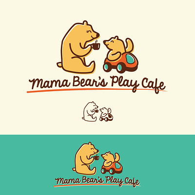 Mama Bear's Play Cafe bear fun illustration logo playful logo