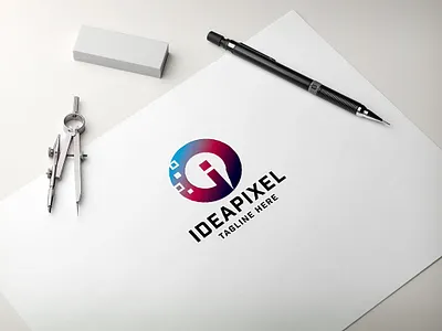Idea Pixel Letter I Logo market logo