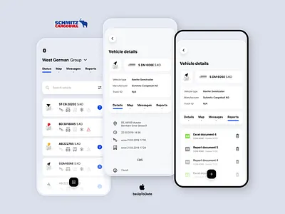 Truck's details & reports (alternative version) app car card clean dashboard design document feed grid interface ios iphone list minimal mobile neumorphic tabs ui ux vehicle