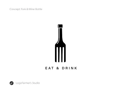 Eat & Drink bar logo brandmark eat and dring eat and drink logo food and wine food logo fork fork and wine bottle fork and wine bottle logo icon illustration logo logo design logo for sale night club logo pub logo restaurant restaurant logo vector wine bottle