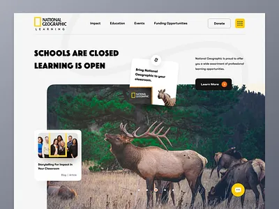 National Geographic - Learning platform classroom courses design education homepage illustration kids kids education kids learning landing page learning mockup national geographic online class school ux web design website website design